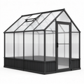 Serre de jardin en aluminium anthracite et polycarbonate translucide, 244 × 183 × 210 cm, avec lucarne de toit