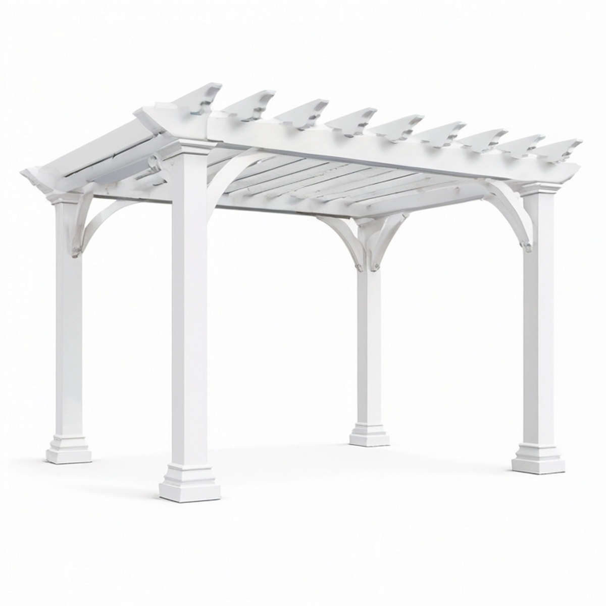 Pergola de jardin en bois peint blanc 300 × 300 × 250 cm avec toiture ajourée de style classique