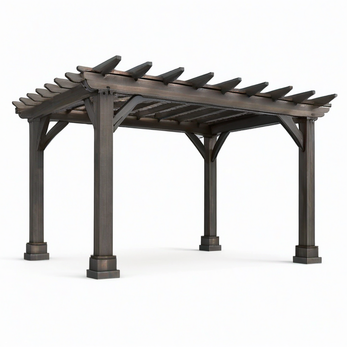 Pergola de jardin en bois gris foncé avec toit ajouré, 427 × 310 × 239 cm