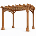 Pergola de jardin en bois marron avec toit ajouré, 300 × 300 × 250 cm