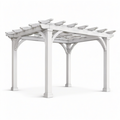 Pergola de jardin en bois blanc avec toit ajouré, style classique, 305 × 305 × 244 cm