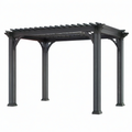 Pergola de jardin en bois gris anthracite 427 × 305 × 244 cm avec toit à lames ouvertes