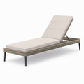 Bain de soleil à dossier réglable 200 x 70 x 95 cm en résine tressée taupe avec matelas beige