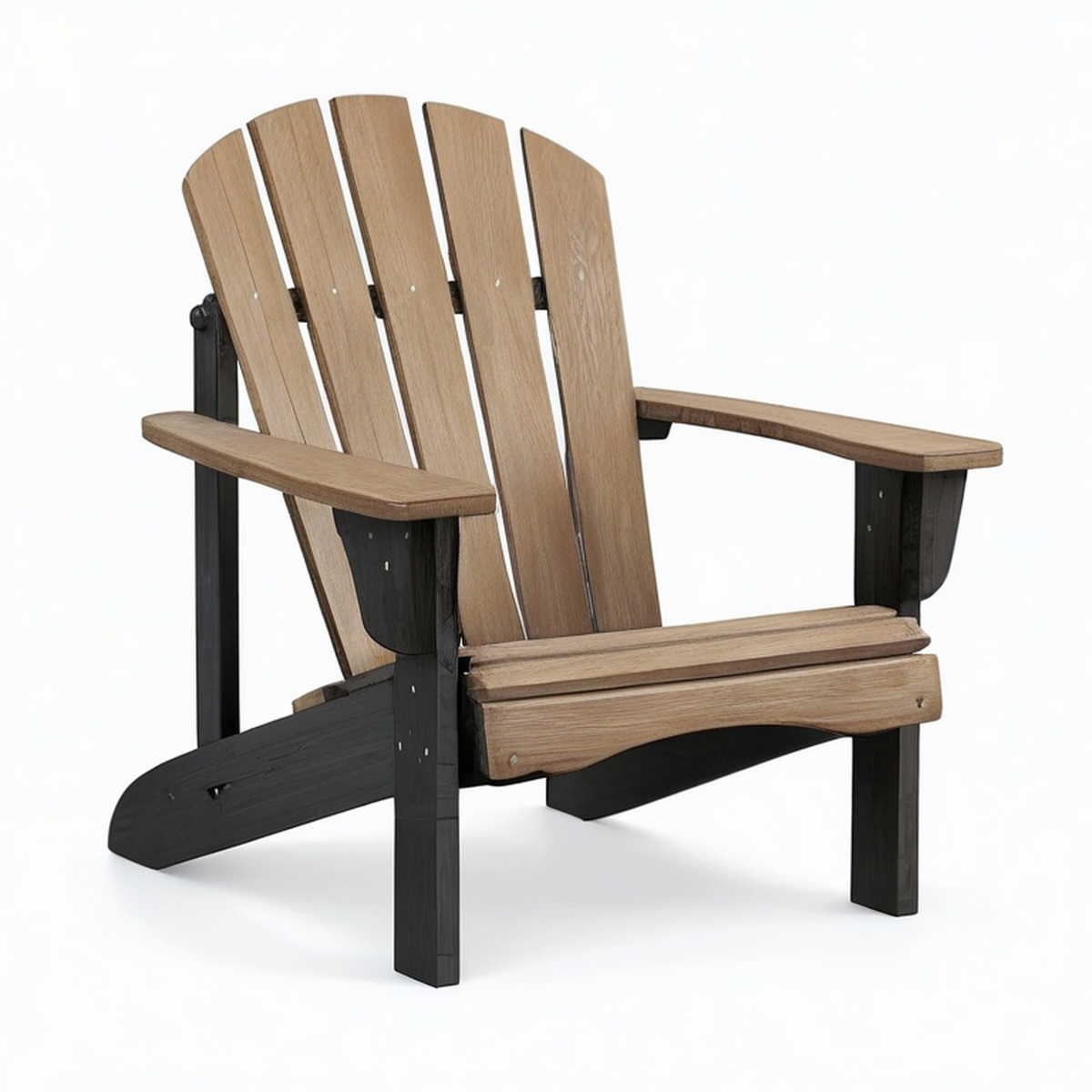 Fauteuil de jardin Adirondack en composite marron et noir, 83 × 78 × 96 cm, dossier incliné