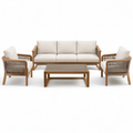 Salon de jardin 4 pièces brun, taupe et écru – canapé 200 × 80 × 78 cm, fauteuils 75 × 78 × 78 cm et table 110 × 60 × 40 cm