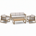 Ensemble de jardin 4 pièces et 5 places avec canapé 190 × 78 × 82 cm, 2 fauteuils 72 × 78 × 82 cm et table 110 × 60 × 38 cm, beige, marron et gris