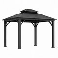 Pergola de jardin en métal anthracite avec toit rigide ventilé, 300 × 300 × 290 cm